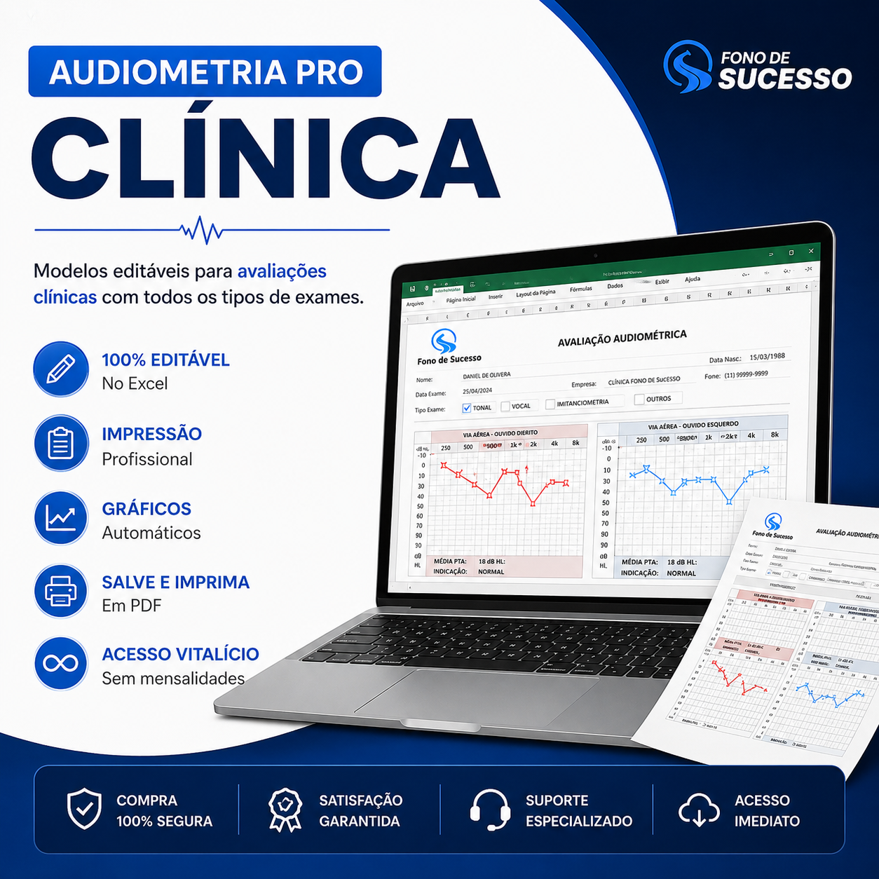 Audiometria clínica editável profissional