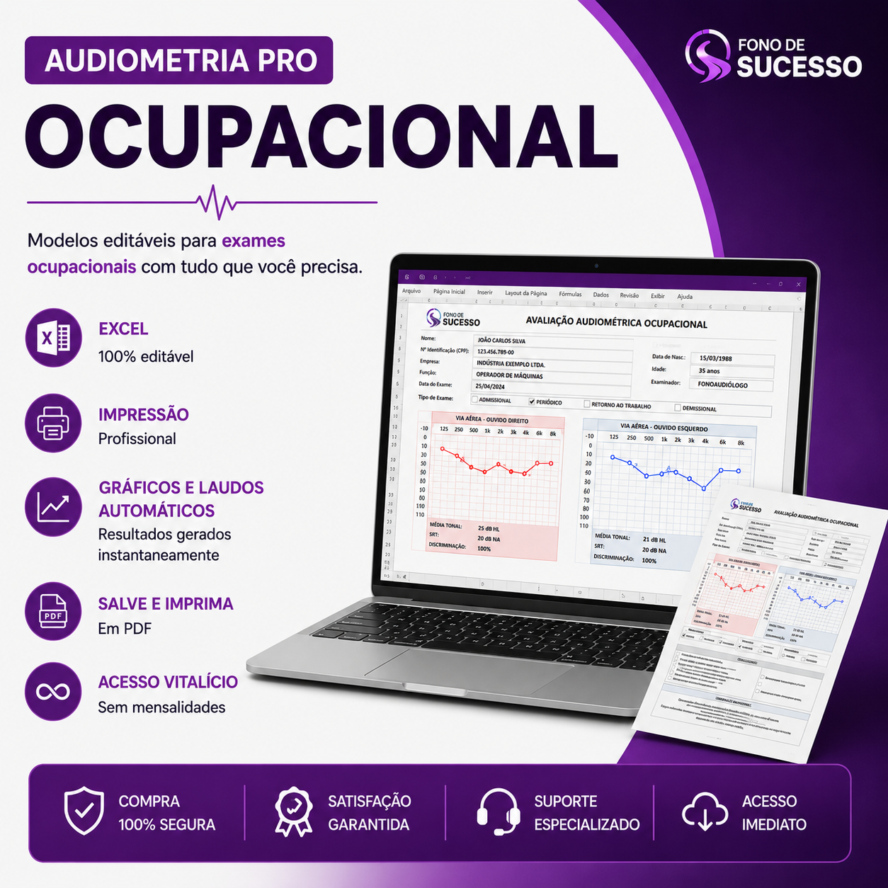 Audiometria ocupacional editável profissional