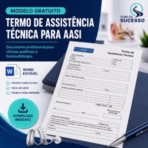 Modelo gratuito de termo de assistência técnica para aparelhos auditivos AASI em Word editável