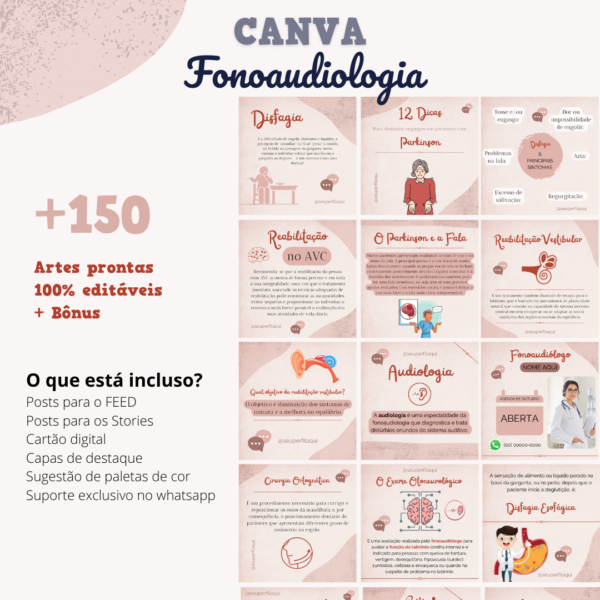 150 Modelos Editáveis de Postagens Fonoaudiologia + Bônus - Image 2